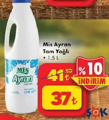 MİS AYRAN TAM YAĞLI 1,5 L fiyat ve kampanya bilgisi